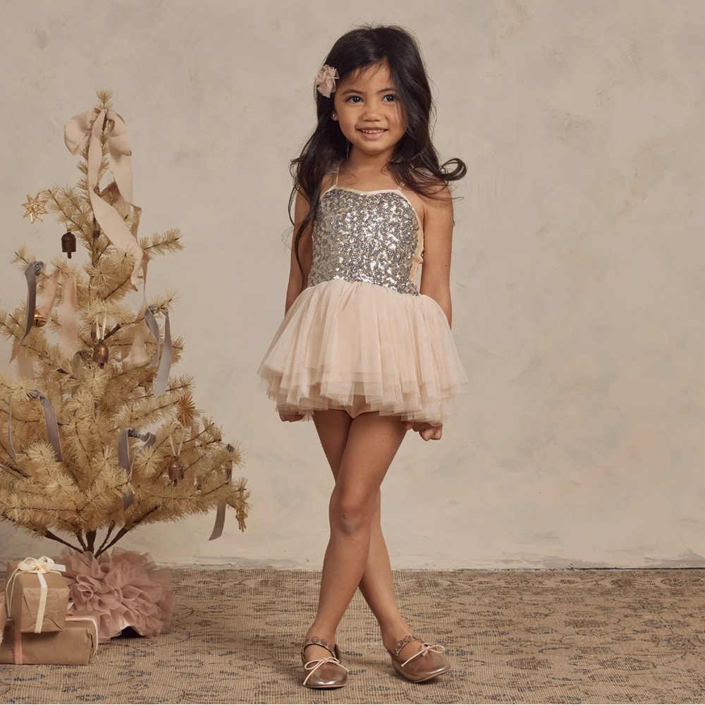 Sparkling Silver and Cream Kids Dress